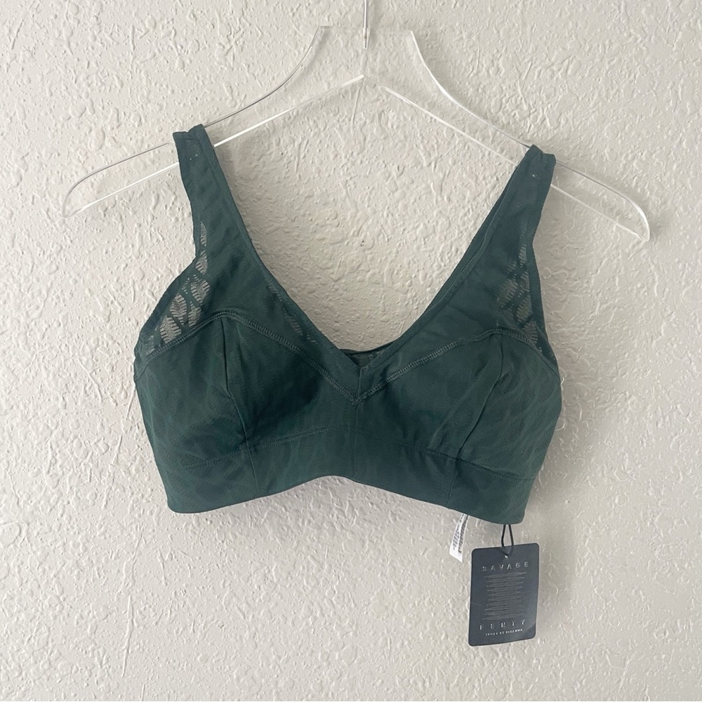 SAVAGE X FENTY Peak Performance Low Impact Green Mesh Sports Bra Medium NWT